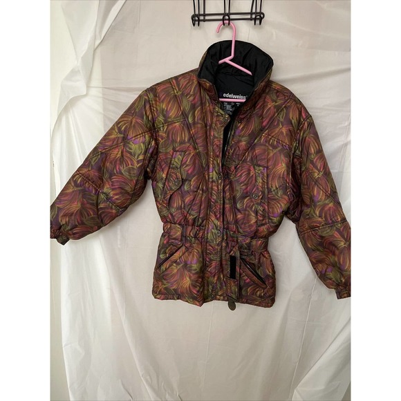 Edelweiss Vintage Women's Skiwear Yellowstone Camouflage Small Hibiscus Jacket - Picture 1 of 12